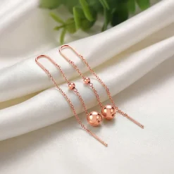 Rose Gold Aurex Beadline Sui Dhaga Earrings