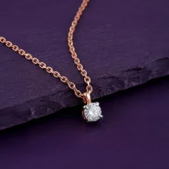 Rose Gold Aurora Gem Lab Grown Diamond Solitaire Pendant