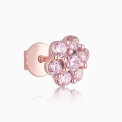 Rose Gold Baby Pink Big Flower Stud Earrings