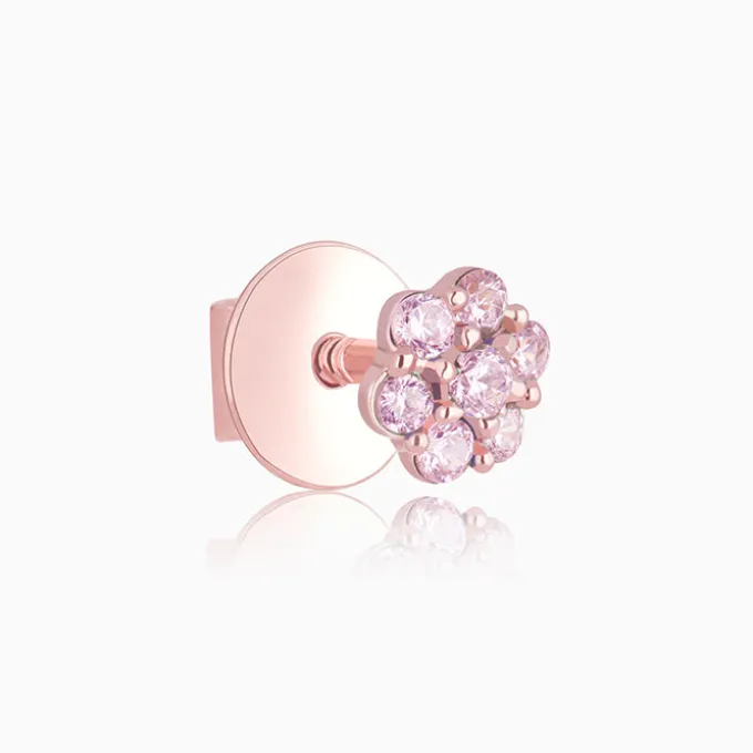 Rose Gold Baby Pink Flower Stud Kids Earrings