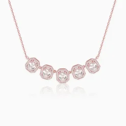 Rose Gold Baguette Bunch Necklace