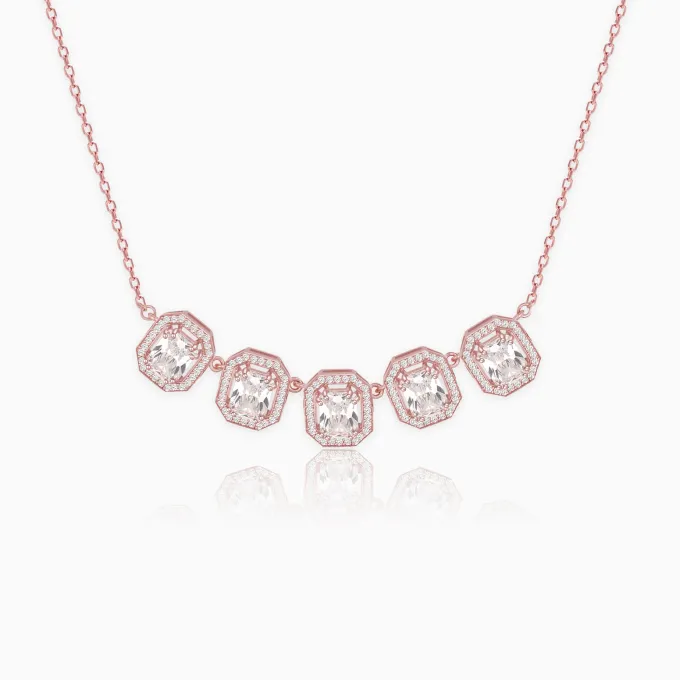 Rose Gold Baguette Bunch Necklace