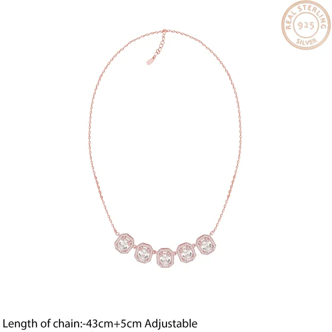 Rose Gold Baguette Bunch Necklace