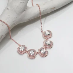Rose Gold Baguette Bunch Necklace