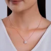Rose Gold Baguette Flower Pendant with Link Chain