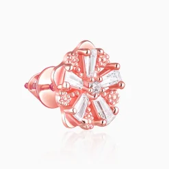Rose Gold Baguette Flower Earrings