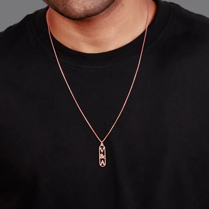 Rose Gold Bar Initial Personalised Pendant For Him