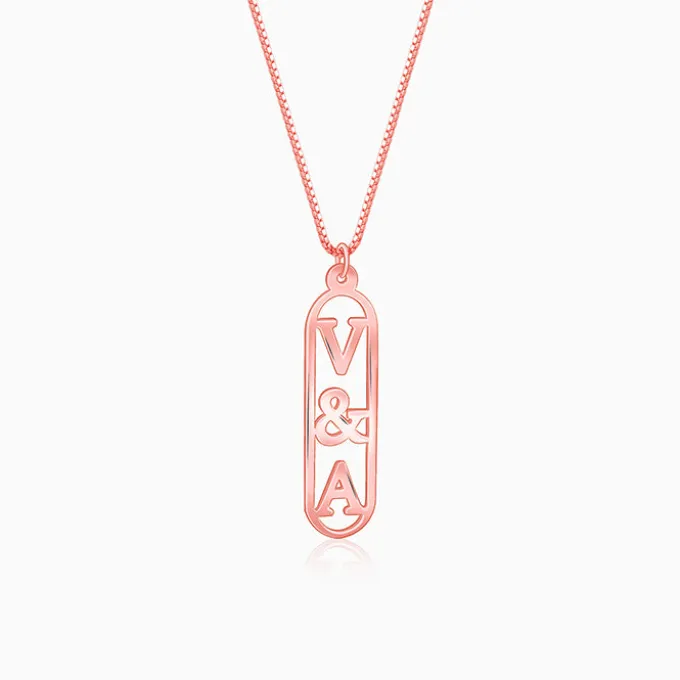 Rose Gold Bar Initial Personalised Pendant For Him
