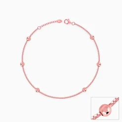 Rose Gold Beaded Box Chain Anklet