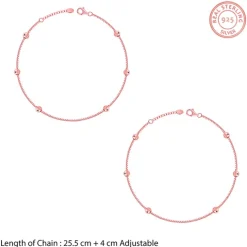 Rose Gold Beaded Box Chain Anklet