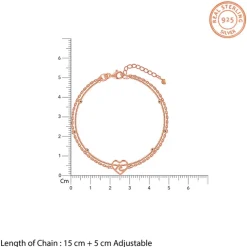 Rose Gold Beaded Heart Layered Bracelet