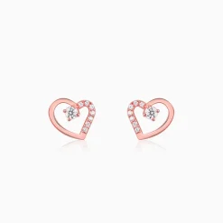 Rose Gold Beautiful Heart Earrings