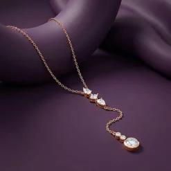 Rose Gold Bezel Lariat Necklace