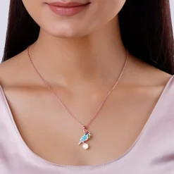 Rose Gold Blissful Bird Pendant With Link Chain