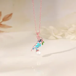 Rose Gold Blissful Bird Pendant With Link Chain