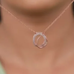 Rose Gold Bloom Ovate Pendant with Link Chain