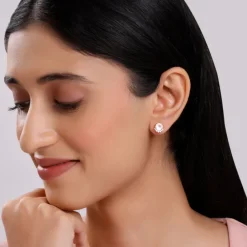 Rose Gold Bloom Rose Quartz Stud Earrings