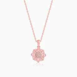 Rose Gold Bloomie Pendant With Link Chain