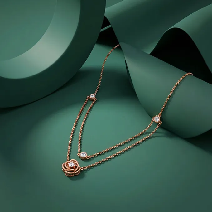 Rose Gold Blossom Layered Necklace