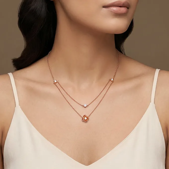 Rose Gold Blossom Layered Necklace
