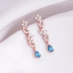 Rose Gold Blue Moon Earrings