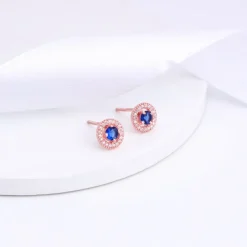 Rose Gold Blue Velvet Studs