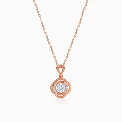 Rose Gold Blush Charm Pendant with Link Chain