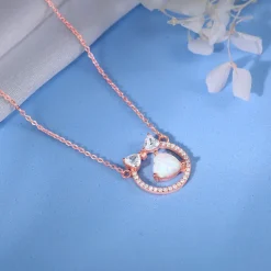 Rose Gold Bow Heart Necklace