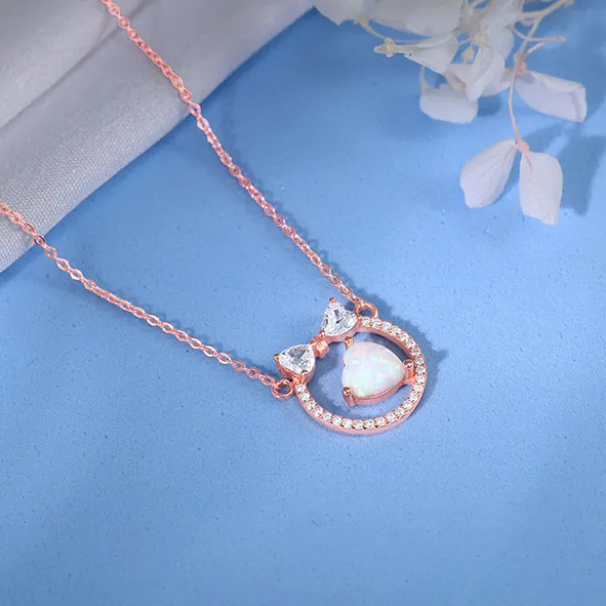 Rose Gold Bow Heart Necklace