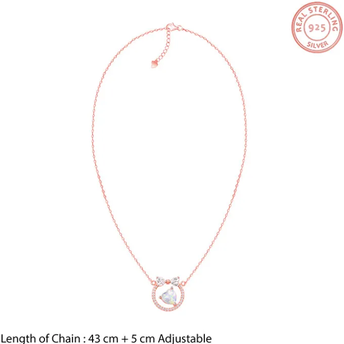 Rose Gold Bow Heart Necklace