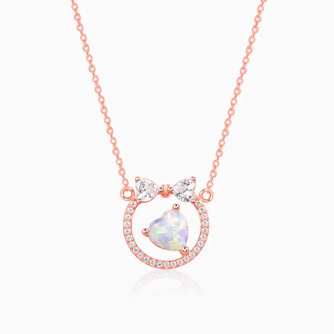 Rose Gold Bow Heart Necklace