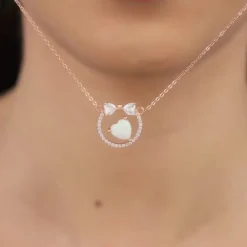 Rose Gold Bow Heart Necklace