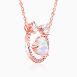 Rose Gold Bow Heart Necklace