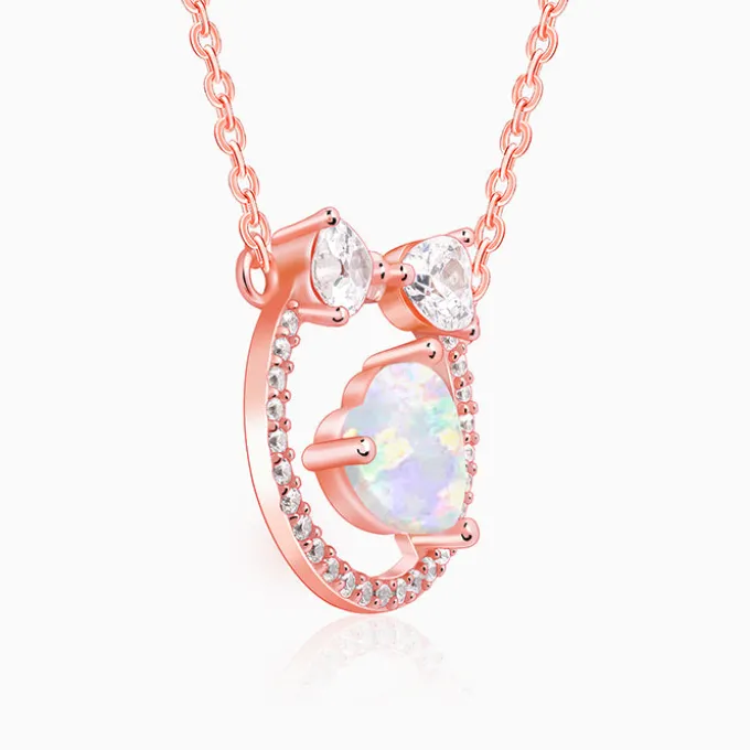 Rose Gold Bow Heart Necklace