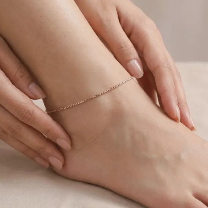 Rose Gold Box Chain Anklet