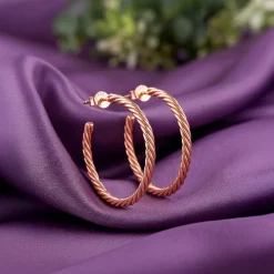 Rose Gold Braidy Hoop Earrings