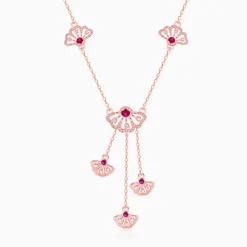 Rose Gold Brilliant Red Eyebright Trio Necklace