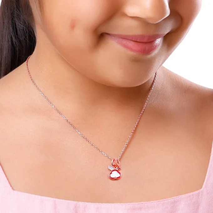 Rose Gold Bunny Kids Pendant With Link Chain
