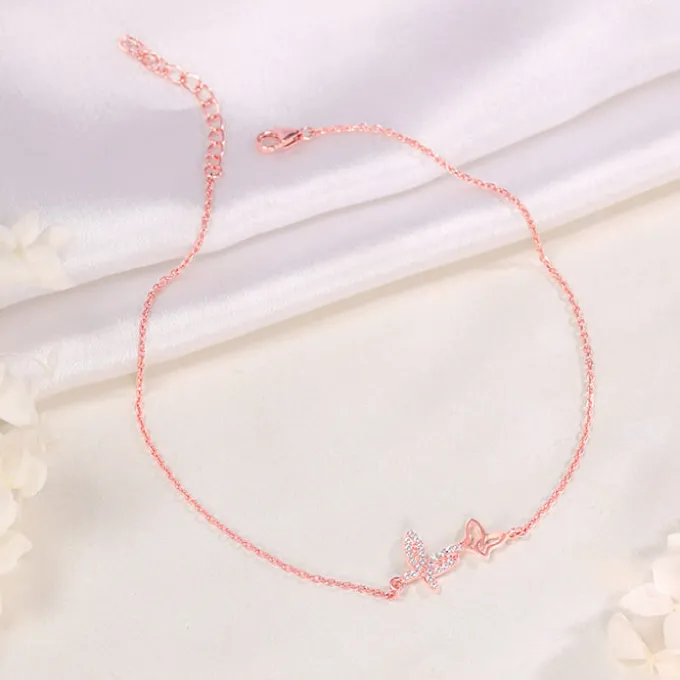 Rose Gold Butterfly Duo Anklet