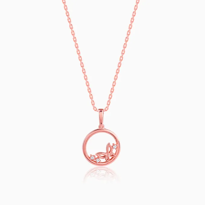 Rose Gold Butterfly Pendant with Link Chain