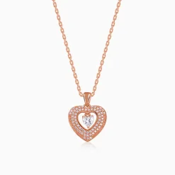 Rose Gold Celeste Heart Pendant With Link Chain