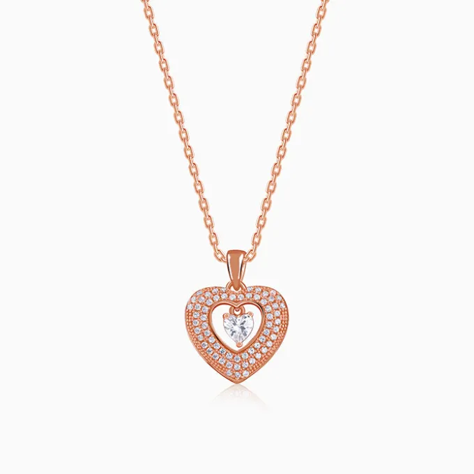 Rose Gold Celeste Heart Pendant With Link Chain