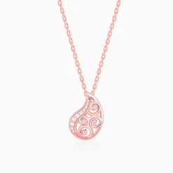 Rose Gold Charming Paisley Pendant With Link Chain