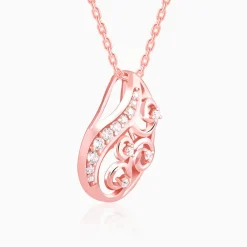 Rose Gold Charming Paisley Pendant With Link Chain