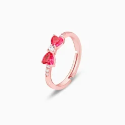 Rose Gold Cherry Bow Heart Ring