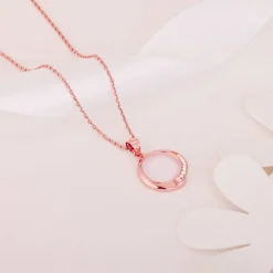 Rose Gold Circle of Love Pendant with Link Chain