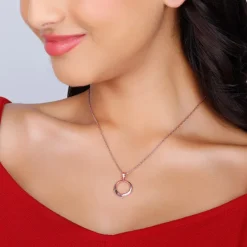 Rose Gold Circle of Love Pendant with Link Chain
