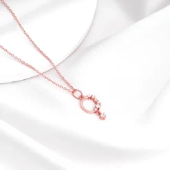 Rose Gold Circular Drop Pendant With Link Chain