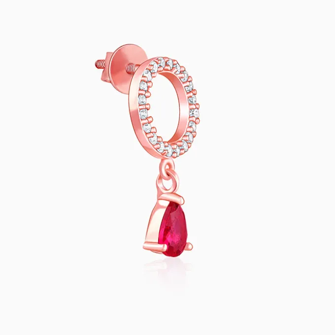 Rose Gold Circular Droplet Earrings