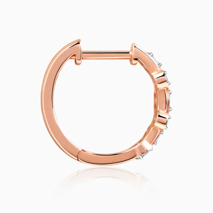 Rose Gold Classic Hoop Lab Grown Diamond Earrings